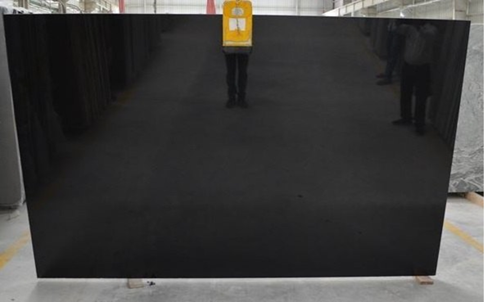 Polished Indian Black Granite slab with deep black surface