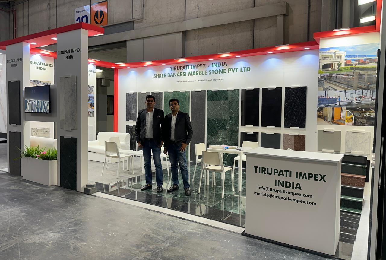 Tirupati Impex meeting international stone buyers at an exhibition