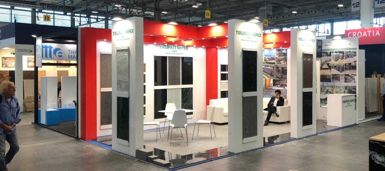 Tirupati Impex exhibition stall and buyer interaction